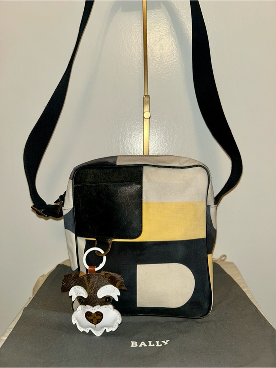 Bally Handbags - Bally BizzyB Leather Canvas Adjustable Shoulder Bag. LV Dog Charm included